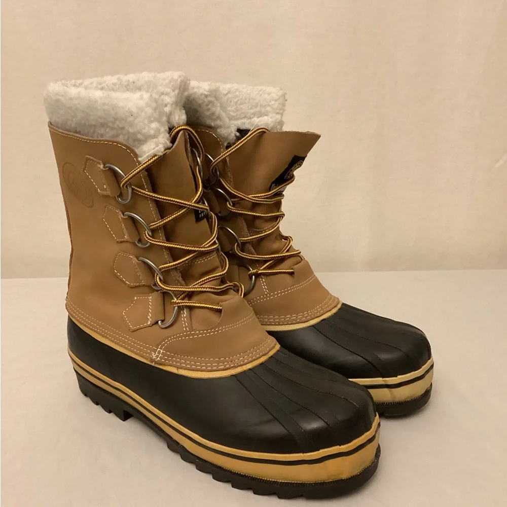 Western Chief Men’s Snow Rain Insulated Boots Tan Lace Up Thinsulate Size 8